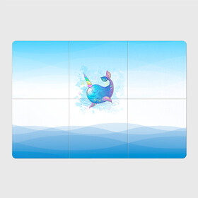 Магнитный плакат 3Х2 с принтом Дельфин единорог в Екатеринбурге, Полимерный материал с магнитным слоем | 6 деталей размером 9*9 см | cute | dolphin | unicorn | два дельфина | дельфин | дельфин в море | дельфинами | единорог | милый | мир | подводный