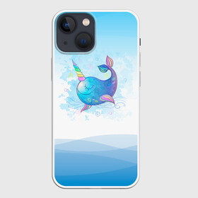 Чехол для iPhone 13 mini с принтом Дельфин единорог в Екатеринбурге,  |  | cute | dolphin | unicorn | два дельфина | дельфин | дельфин в море | дельфинами | единорог | милый | мир | подводный