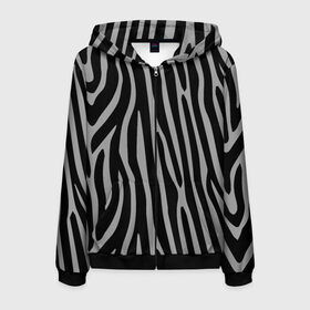 Мужская толстовка 3D на молнии с принтом Zebra Camouflage в Екатеринбурге, 100% полиэстер | длина до линии бедра, манжеты и пояс оформлены мягкой тканевой резинкой, двухслойный капюшон со шнурком для регулировки, спереди молния, по бокам два кармана | Тематика изображения на принте: animal | blackandwhite | camouflage | stripes | zebra