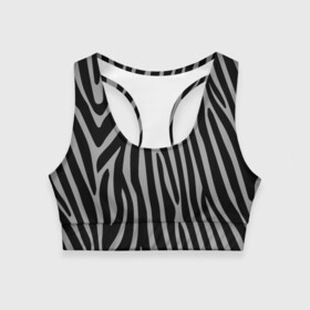 Женский спортивный топ 3D с принтом Zebra Camouflage в Екатеринбурге, 82% полиэстер, 18% спандекс Ткань безопасна для здоровья, позволяет коже дышать, не мнется и не растягивается |  | Тематика изображения на принте: animal | blackandwhite | camouflage | stripes | zebra