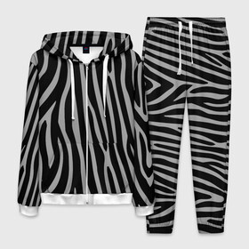 Мужской костюм 3D с принтом Zebra Camouflage в Екатеринбурге, 100% полиэстер | Манжеты и пояс оформлены тканевой резинкой, двухслойный капюшон со шнурком для регулировки, карманы спереди | Тематика изображения на принте: animal | blackandwhite | camouflage | stripes | zebra