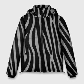 Мужская зимняя куртка 3D с принтом Zebra Camouflage в Екатеринбурге, верх — 100% полиэстер; подкладка — 100% полиэстер; утеплитель — 100% полиэстер | длина ниже бедра, свободный силуэт Оверсайз. Есть воротник-стойка, отстегивающийся капюшон и ветрозащитная планка. 

Боковые карманы с листочкой на кнопках и внутренний карман на молнии. | Тематика изображения на принте: animal | blackandwhite | camouflage | stripes | zebra