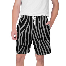 Мужские шорты 3D с принтом Zebra Camouflage в Екатеринбурге,  полиэстер 100% | прямой крой, два кармана без застежек по бокам. Мягкая трикотажная резинка на поясе, внутри которой широкие завязки. Длина чуть выше колен | Тематика изображения на принте: animal | blackandwhite | camouflage | stripes | zebra