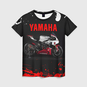 Женская футболка 3D с принтом YAMAHA [004] в Екатеринбурге, 100% полиэфир ( синтетическое хлопкоподобное полотно) | прямой крой, круглый вырез горловины, длина до линии бедер | moto | yamaha | мотоцикл | ямана | ямаха