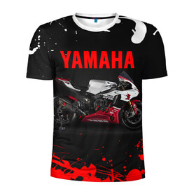 Мужская футболка 3D спортивная с принтом YAMAHA [004] в Екатеринбурге, 100% полиэстер с улучшенными характеристиками | приталенный силуэт, круглая горловина, широкие плечи, сужается к линии бедра | moto | yamaha | мотоцикл | ямана | ямаха
