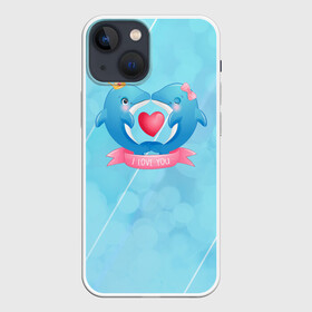 Чехол для iPhone 13 mini с принтом Два дельфина. I love you в Екатеринбурге,  |  | cute | dolphin | i love you | два дельфина | дельфин | дельфин в море | дельфинами | любовь | милый | мир | подводный