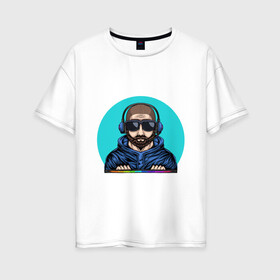 Женская футболка хлопок Oversize с принтом Толи геймер, толи диджей в Екатеринбурге, 100% хлопок | свободный крой, круглый ворот, спущенный рукав, длина до линии бедер
 | диджей | игрок | игры | профессия