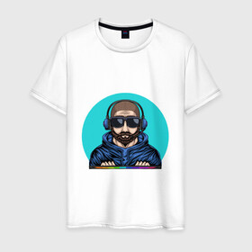 Мужская футболка хлопок с принтом Толи геймер, толи диджей в Екатеринбурге, 100% хлопок | прямой крой, круглый вырез горловины, длина до линии бедер, слегка спущенное плечо. | диджей | игрок | игры | профессия