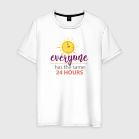Мужская футболка хлопок с принтом У всех есть те же 24 часа в Екатеринбурге, 100% хлопок | прямой крой, круглый вырез горловины, длина до линии бедер, слегка спущенное плечо. | Тематика изображения на принте: время | деньги | успеть | успех