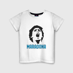 Детская футболка хлопок с принтом Maradona Scream в Екатеринбурге, 100% хлопок | круглый вырез горловины, полуприлегающий силуэт, длина до линии бедер | argentina | maradona | messi | sport | аргентина | гол | диего | марадона | месси | мяч | рука бога | спорт | футбол | чемпион