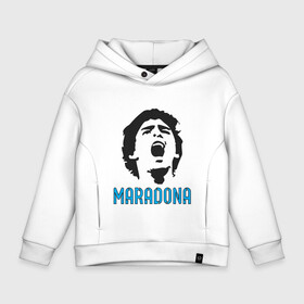 Детское худи Oversize хлопок с принтом Maradona Scream в Екатеринбурге, френч-терри — 70% хлопок, 30% полиэстер. Мягкий теплый начес внутри —100% хлопок | боковые карманы, эластичные манжеты и нижняя кромка, капюшон на магнитной кнопке | argentina | maradona | messi | sport | аргентина | гол | диего | марадона | месси | мяч | рука бога | спорт | футбол | чемпион