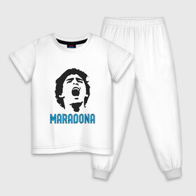 Детская пижама хлопок с принтом Maradona Scream в Екатеринбурге, 100% хлопок |  брюки и футболка прямого кроя, без карманов, на брюках мягкая резинка на поясе и по низу штанин
 | argentina | maradona | messi | sport | аргентина | гол | диего | марадона | месси | мяч | рука бога | спорт | футбол | чемпион