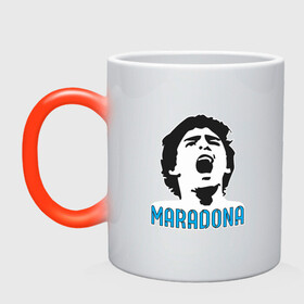 Кружка хамелеон с принтом Maradona Scream в Екатеринбурге, керамика | меняет цвет при нагревании, емкость 330 мл | argentina | maradona | messi | sport | аргентина | гол | диего | марадона | месси | мяч | рука бога | спорт | футбол | чемпион