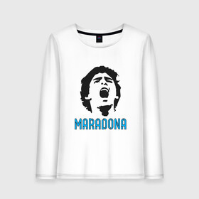 Женский лонгслив хлопок с принтом Maradona Scream в Екатеринбурге, 100% хлопок |  | argentina | maradona | messi | sport | аргентина | гол | диего | марадона | месси | мяч | рука бога | спорт | футбол | чемпион