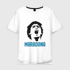 Мужская футболка хлопок Oversize с принтом Maradona Scream в Екатеринбурге, 100% хлопок | свободный крой, круглый ворот, “спинка” длиннее передней части | argentina | maradona | messi | sport | аргентина | гол | диего | марадона | месси | мяч | рука бога | спорт | футбол | чемпион