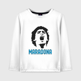 Детский лонгслив хлопок с принтом Maradona Scream в Екатеринбурге, 100% хлопок | круглый вырез горловины, полуприлегающий силуэт, длина до линии бедер | argentina | maradona | messi | sport | аргентина | гол | диего | марадона | месси | мяч | рука бога | спорт | футбол | чемпион