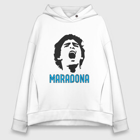 Женское худи Oversize хлопок с принтом Maradona Scream в Екатеринбурге, френч-терри — 70% хлопок, 30% полиэстер. Мягкий теплый начес внутри —100% хлопок | боковые карманы, эластичные манжеты и нижняя кромка, капюшон на магнитной кнопке | argentina | maradona | messi | sport | аргентина | гол | диего | марадона | месси | мяч | рука бога | спорт | футбол | чемпион