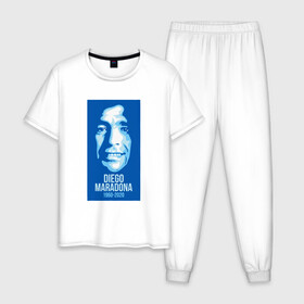 Мужская пижама хлопок с принтом Super Maradona в Екатеринбурге, 100% хлопок | брюки и футболка прямого кроя, без карманов, на брюках мягкая резинка на поясе и по низу штанин
 | argentina | maradona | messi | sport | аргентина | гол | диего | марадона | месси | мяч | рука бога | спорт | футбол | чемпион