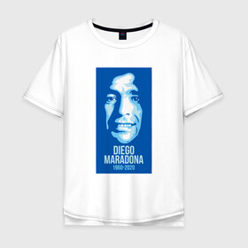 Мужская футболка хлопок Oversize с принтом Super Maradona в Екатеринбурге, 100% хлопок | свободный крой, круглый ворот, “спинка” длиннее передней части | argentina | maradona | messi | sport | аргентина | гол | диего | марадона | месси | мяч | рука бога | спорт | футбол | чемпион
