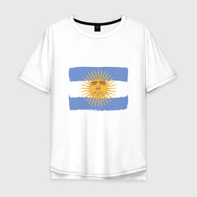 Мужская футболка хлопок Oversize с принтом Maradona Sun в Екатеринбурге, 100% хлопок | свободный крой, круглый ворот, “спинка” длиннее передней части | argentina | maradona | messi | sport | аргентина | гол | диего | марадона | месси | мяч | рука бога | спорт | футбол | чемпион