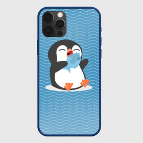 Чехол для iPhone 12 Pro с принтом Пингвин в Екатеринбурге, силикон | область печати: задняя сторона чехла, без боковых панелей | ест рыбу | морские | океан | пингвин | пингвинчик | рыба | рыбку