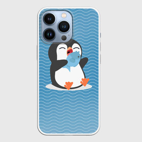 Чехол для iPhone 13 Pro с принтом Пингвин в Екатеринбурге,  |  | ест рыбу | морские | океан | пингвин | пингвинчик | рыба | рыбку