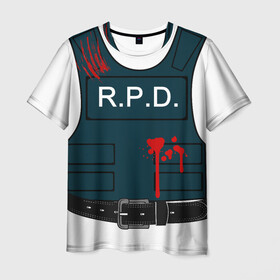 Мужская футболка 3D с принтом Форма RPD в Екатеринбурге, 100% полиэфир | прямой крой, круглый вырез горловины, длина до линии бедер | leon | r.p.d. | resident evil | бронежилет