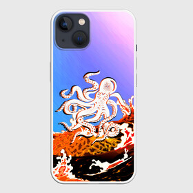 Чехол для iPhone 13 с принтом Осьминог в Лаве | Градиент в Екатеринбурге,  |  | animal | beast | fade | kraken | monster | moon | ocean | octopus | sea | water | waves | вода | волны | градиент | животные | звери | кракен | лава | луна | монстр | море | небо | огонь | океан | осьминог | рыбы | щупальца