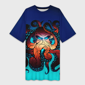 Платье-футболка 3D с принтом Кракен | Octopus в Екатеринбурге,  |  | animal | beast | kraken | monster | ocean | octopus | sea | water | waves | вода | волны | животные | звери | кракен | монстр | море | океан | осьминог | рыбы | щупальца