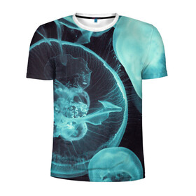 Мужская футболка 3D спортивная с принтом Медуза в Екатеринбурге, 100% полиэстер с улучшенными характеристиками | приталенный силуэт, круглая горловина, широкие плечи, сужается к линии бедра | medusa | животные | медузы | мир | подводный | рыбы | щупальца