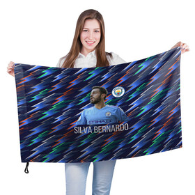 Флаг 3D с принтом Silva Bernardo Манчестер Сити в Екатеринбурге, 100% полиэстер | плотность ткани — 95 г/м2, размер — 67 х 109 см. Принт наносится с одной стороны | manchester city | бернарду силва | манчестер сити | сборная португалии | футбол | футболист