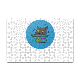 Головоломка Пазл магнитный 126 элементов с принтом Упоротый кот в Екатеринбурге, полимерный материал с магнитным слоем | 126 деталей, размер изделия —  180*270 мм | кот | котэ | мышка | усатый | шерстяной