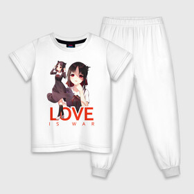 Детская пижама хлопок с принтом Shinomiya Love is war в Екатеринбурге, 100% хлопок |  брюки и футболка прямого кроя, без карманов, на брюках мягкая резинка на поясе и по низу штанин
 | Тематика изображения на принте: anime | chika | chika fujiwara | kaguya | kaguya shinomiya | love | love detective | love is war | miyuki | shinomiya | аниме | анимэ | кагуя | любовь | любовь   это война | чика
