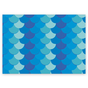 Поздравительная открытка с принтом Синяя чешуя рыбы в Екатеринбурге, 100% бумага | плотность бумаги 280 г/м2, матовая, на обратной стороне линовка и место для марки
 | fish | water | вода | море | морское | очки | рыба | рыбка | синяя | чешуя