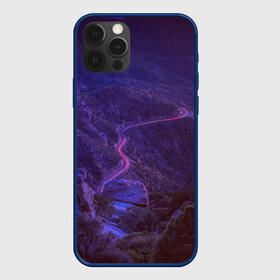 Чехол для iPhone 12 Pro с принтом НЕОНОВАЯ ДОРОГА в Екатеринбурге, силикон | область печати: задняя сторона чехла, без боковых панелей | neon | tegunvteg | горы | деревья | дорога | лес | неон | природа | холмы