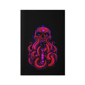 Обложка для паспорта матовая кожа с принтом Череп Осьминог Octopus Skull в Екатеринбурге, натуральная матовая кожа | размер 19,3 х 13,7 см; прозрачные пластиковые крепления | Тематика изображения на принте: animal | beast | kraken | monster | ocean | octopus | sea | skull | water | waves | вода | животные | звери | кракен | монстр | море | океан | осьминог | рыбы | череп | щупальца