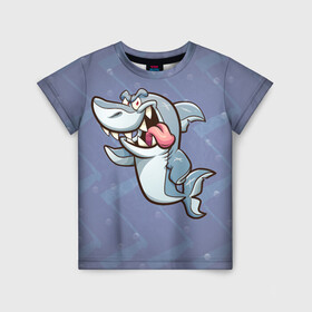 Детская футболка 3D с принтом Акула в Екатеринбурге, 100% гипоаллергенный полиэфир | прямой крой, круглый вырез горловины, длина до линии бедер, чуть спущенное плечо, ткань немного тянется | shark | акула | акулы | жители | клыки | море | морские | океан | рыба