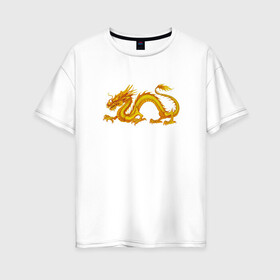 Женская футболка хлопок Oversize с принтом Дракон в Екатеринбурге, 100% хлопок | свободный крой, круглый ворот, спущенный рукав, длина до линии бедер
 | дракон | дракончик | китайский дракон