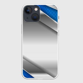 Чехол для iPhone 13 mini с принтом 3D СЕРЕБРО BLUE LINES в Екатеринбурге,  |  | 3d | 3д | sport | абстракция | линии | паттерн | соты | спортивный стиль | текстуры