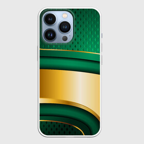 Чехол для iPhone 13 Pro с принтом GREEN GOLD 3D в Екатеринбурге,  |  | 3d | 3д | sport | абстракция | линии | паттерн | соты | спортивный стиль | текстуры