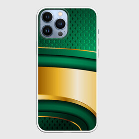 Чехол для iPhone 13 Pro Max с принтом GREEN GOLD 3D в Екатеринбурге,  |  | 3d | 3д | sport | абстракция | линии | паттерн | соты | спортивный стиль | текстуры