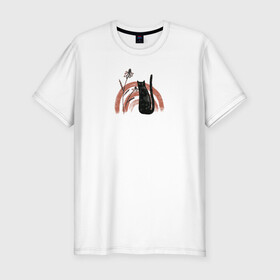 Мужская футболка хлопок Slim с принтом Black Cat в Екатеринбурге, 92% хлопок, 8% лайкра | приталенный силуэт, круглый вырез ворота, длина до линии бедра, короткий рукав | животные | звери | кот | кошка | питомец
