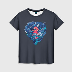 Женская футболка 3D с принтом Ocean heart. Totoro в Екатеринбурге, 100% полиэфир ( синтетическое хлопкоподобное полотно) | прямой крой, круглый вырез горловины, длина до линии бедер | catbus | fish | heart | kanta | kusakabe | mei | ocean | ogaki | satsuki | surf | susuvatari | tatsuo | totoro | water | waves | yasuko | вода | волны | канта | котобус | кусакабэ | море | мэй | огаки | океан | прибой | рыба | сацуки | сердце | сусуватари
