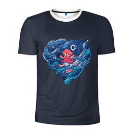 Мужская футболка 3D спортивная с принтом Ocean heart. Totoro в Екатеринбурге, 100% полиэстер с улучшенными характеристиками | приталенный силуэт, круглая горловина, широкие плечи, сужается к линии бедра | Тематика изображения на принте: catbus | fish | heart | kanta | kusakabe | mei | ocean | ogaki | satsuki | surf | susuvatari | tatsuo | totoro | water | waves | yasuko | вода | волны | канта | котобус | кусакабэ | море | мэй | огаки | океан | прибой | рыба | сацуки | сердце | сусуватари