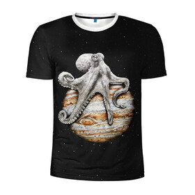 Мужская футболка 3D спортивная с принтом Planetary Octopus в Екатеринбурге, 100% полиэстер с улучшенными характеристиками | приталенный силуэт, круглая горловина, широкие плечи, сужается к линии бедра | galaxy | jupiter | octopus | planet | space | stars | stellar | sun | system | галактика | звездная | звезды | космос | осьминог | планета | система | солнце | юпитер