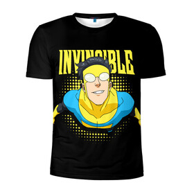 Мужская футболка 3D спортивная с принтом Invincible в Екатеринбурге, 100% полиэстер с улучшенными характеристиками | приталенный силуэт, круглая горловина, широкие плечи, сужается к линии бедра | invincible | комикс | марк грейсон | мультсериал | неуязвимый | супергерой