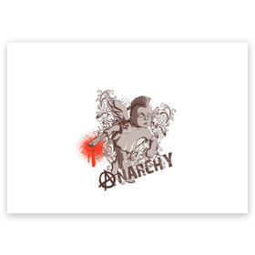 Поздравительная открытка с принтом АНГЕЛ АНАРХИИ в Екатеринбурге, 100% бумага | плотность бумаги 280 г/м2, матовая, на обратной стороне линовка и место для марки
 | anarchy | angel | art | blood | punk | анархия | ангел | ирокез | кровь | крылья | культура | мальчик | панк | символ | узор