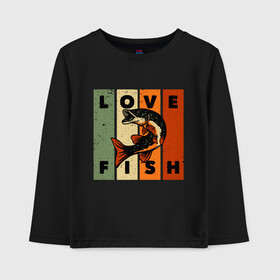 Детский лонгслив хлопок с принтом Love fish Люблю рыбу  в Екатеринбурге, 100% хлопок | круглый вырез горловины, полуприлегающий силуэт, длина до линии бедер | angler | bait | big | fish | fisherman | fishermen | fishing | fishing rod | fly fishing | funny fishing | outdoors | trout | для рыбака | отдых | природа | рыба | рыбак | рыбаку | рыбалка | северная щука | туризм | туристиче