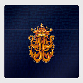 Магнитный плакат 3Х3 с принтом Кракен в короне в Екатеринбурге, Полимерный материал с магнитным слоем | 9 деталей размером 9*9 см | king | kraken | octopus | корона | кракен | море | морские | морское | осьминог | щупальца