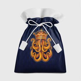 Подарочный 3D мешок с принтом Кракен в короне в Екатеринбурге, 100% полиэстер | Размер: 29*39 см | Тематика изображения на принте: king | kraken | octopus | корона | кракен | море | морские | морское | осьминог | щупальца